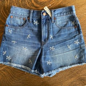NWT Madewell Perfect Jean Short Daisy Embroidered Edition Sz 26